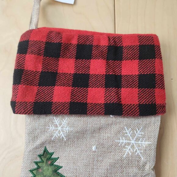 Hobby Lobby Red Truck Woven Christmas Stocking Embroidered Burlap Mantle Decor - Picture 4 of 5